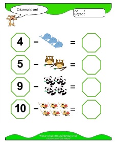 Çıkarma İşlemi Çalışma Sayfaları